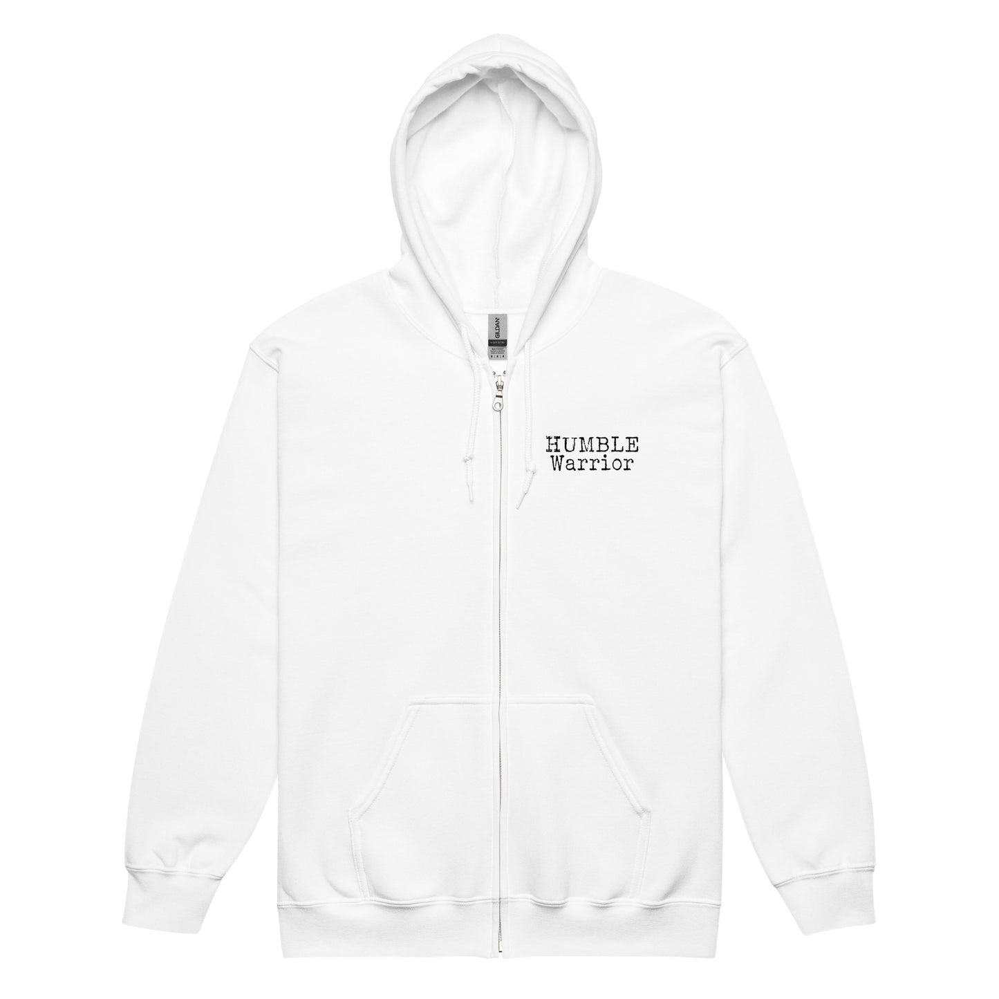 Humble Warrior White zip hoodie