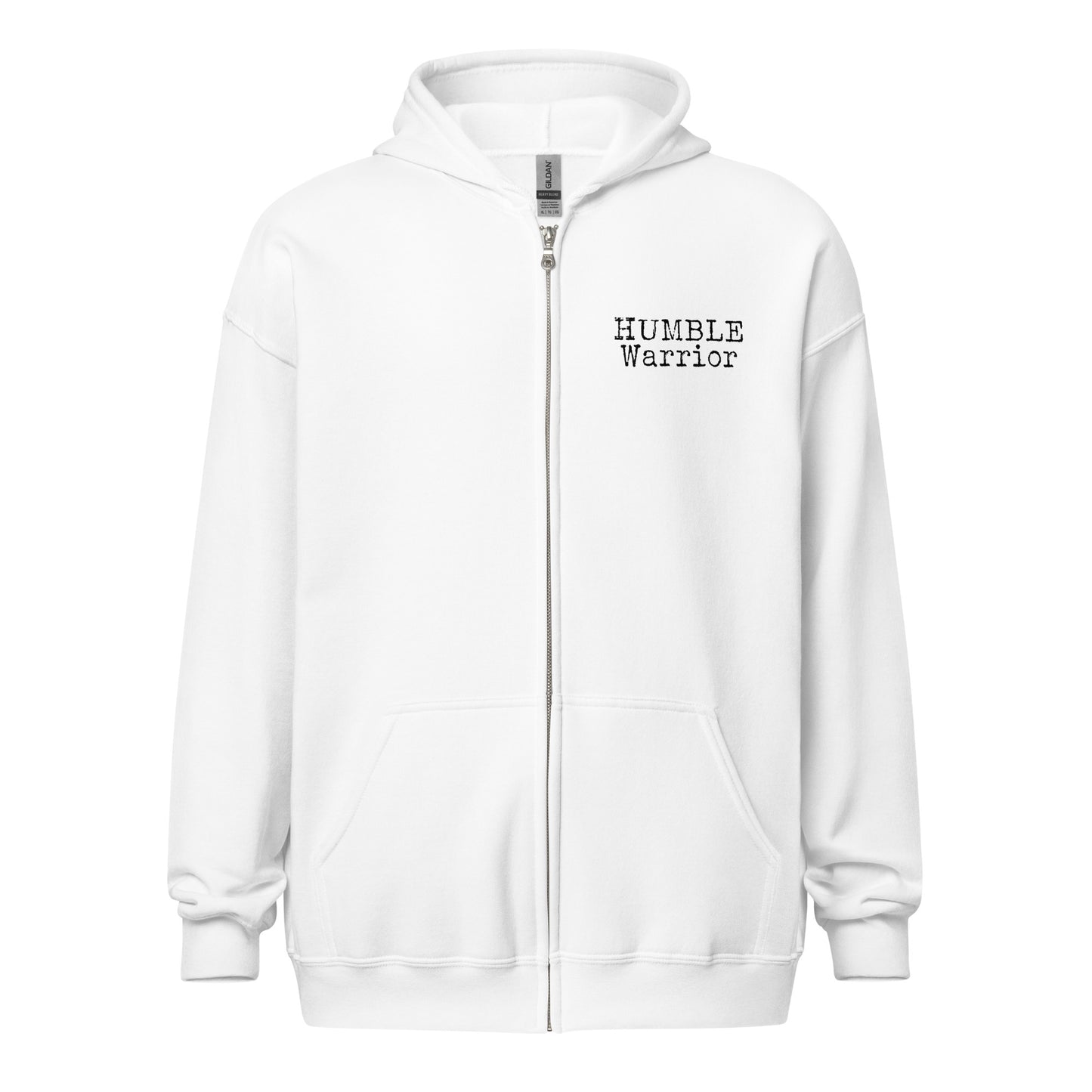 Humble Warrior White zip hoodie