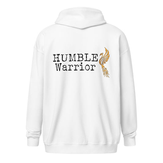 Humble Warrior White  zip hoodie